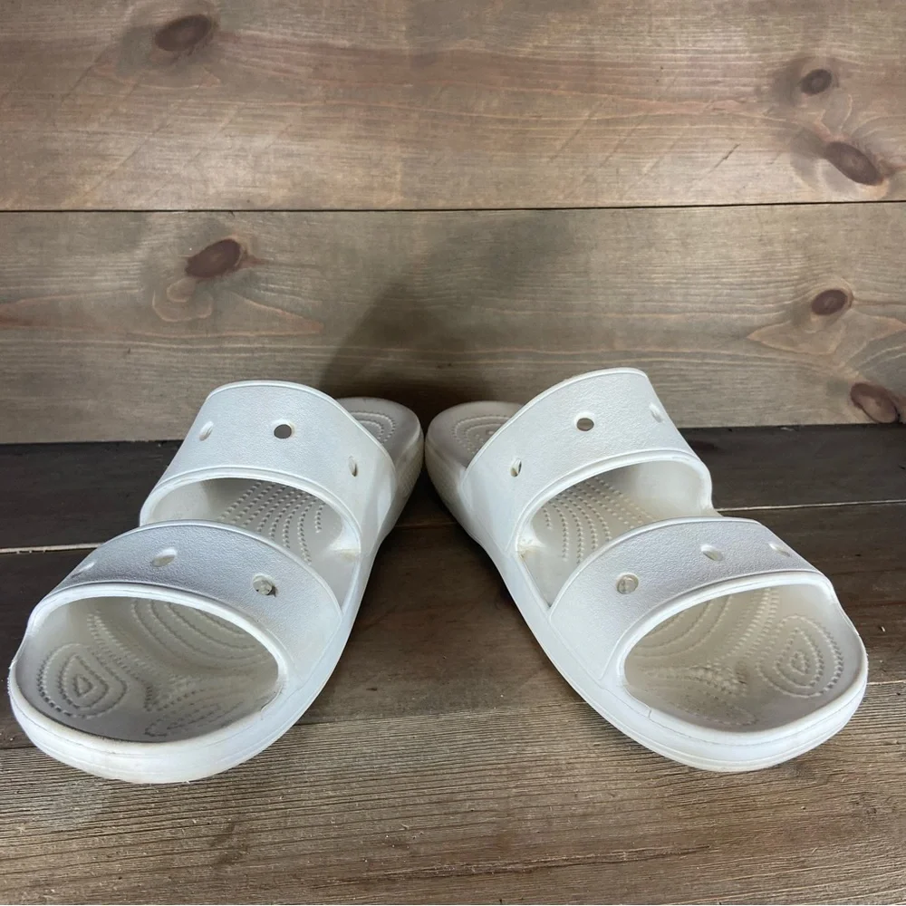 crocs classic mens size 9 shoes white slip on slide comfort sandals